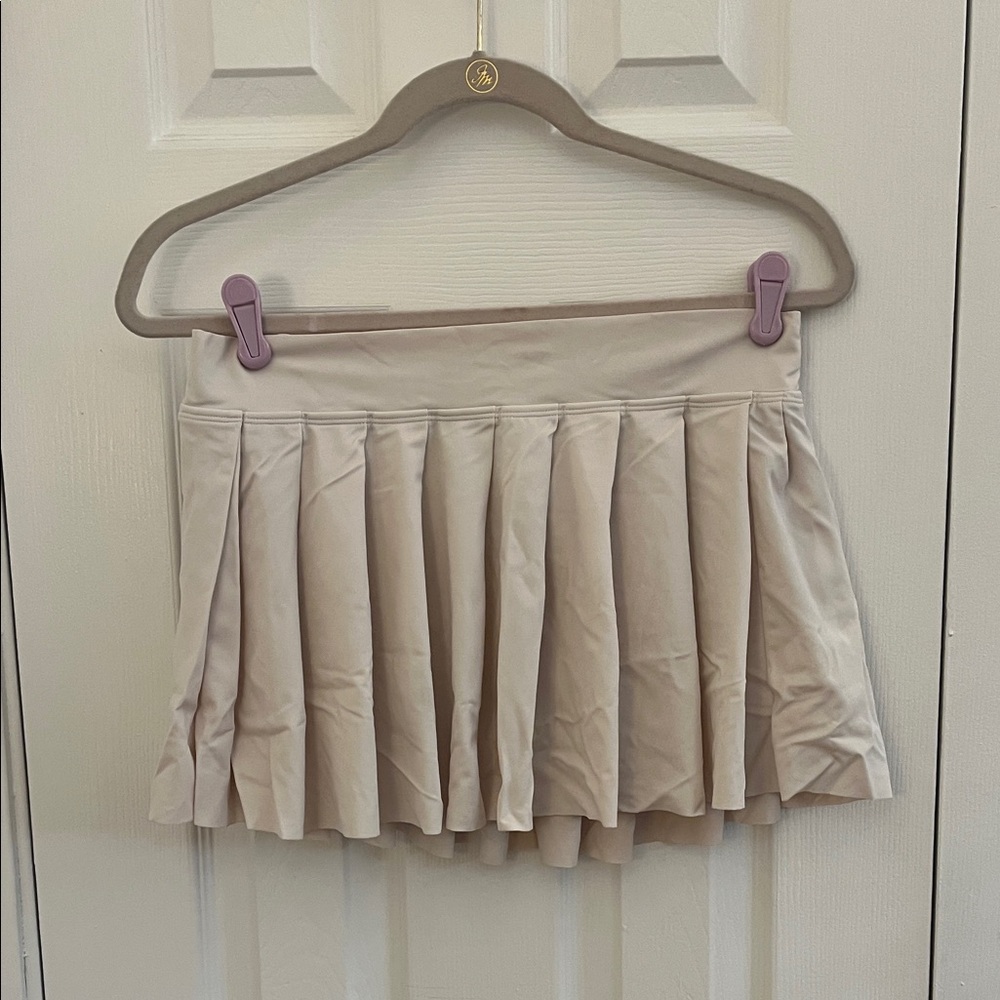 Cream Pleated Skirt